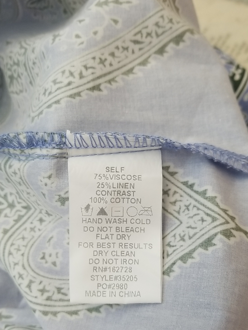 NWT Voy Blue and Cream Printed Maxi Dress with Waist Tie Size M - Picture 7 of 7